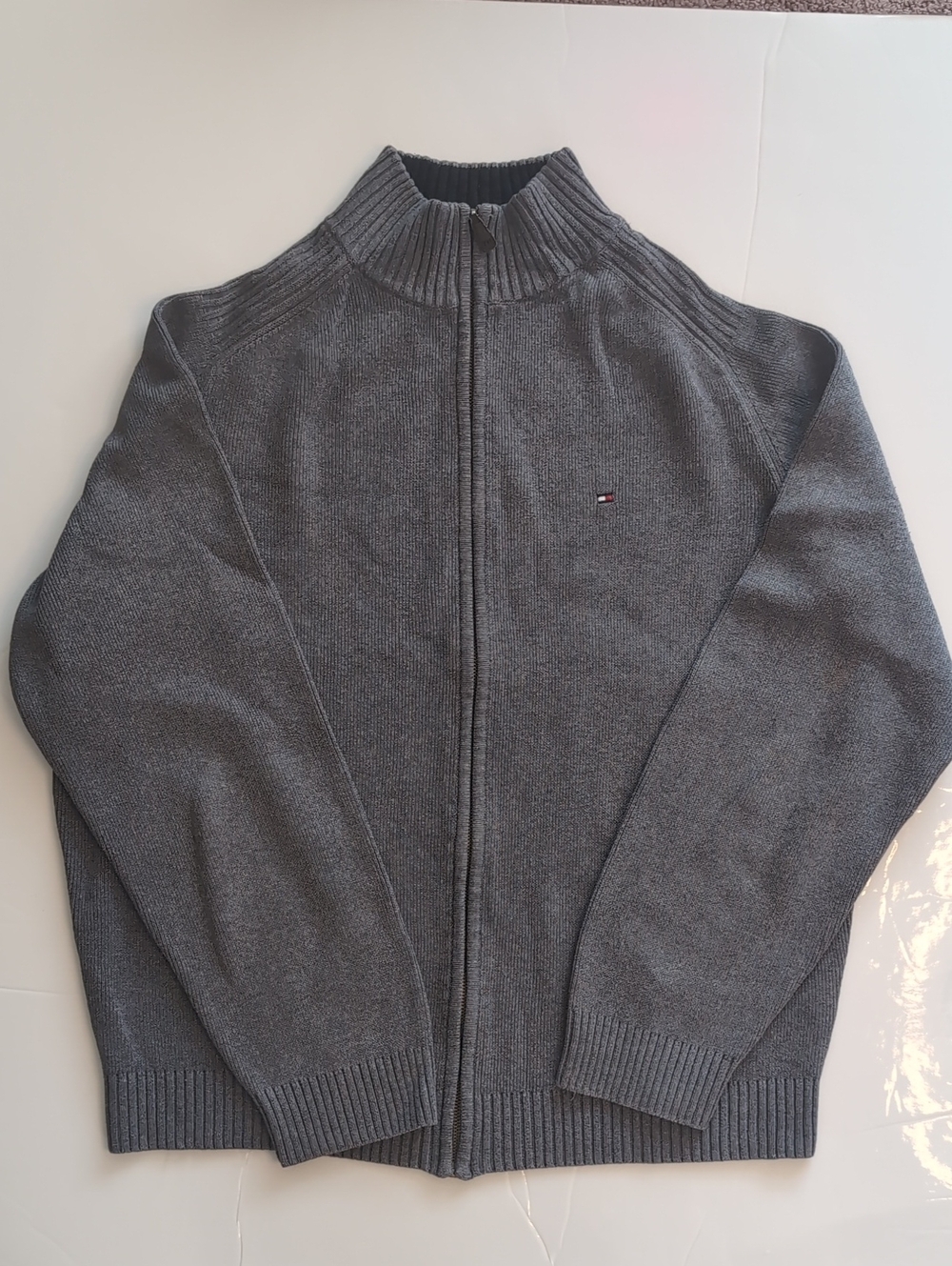 Tommy Hilfiger Men's Full-Zip Heather Gray Knit Jacket